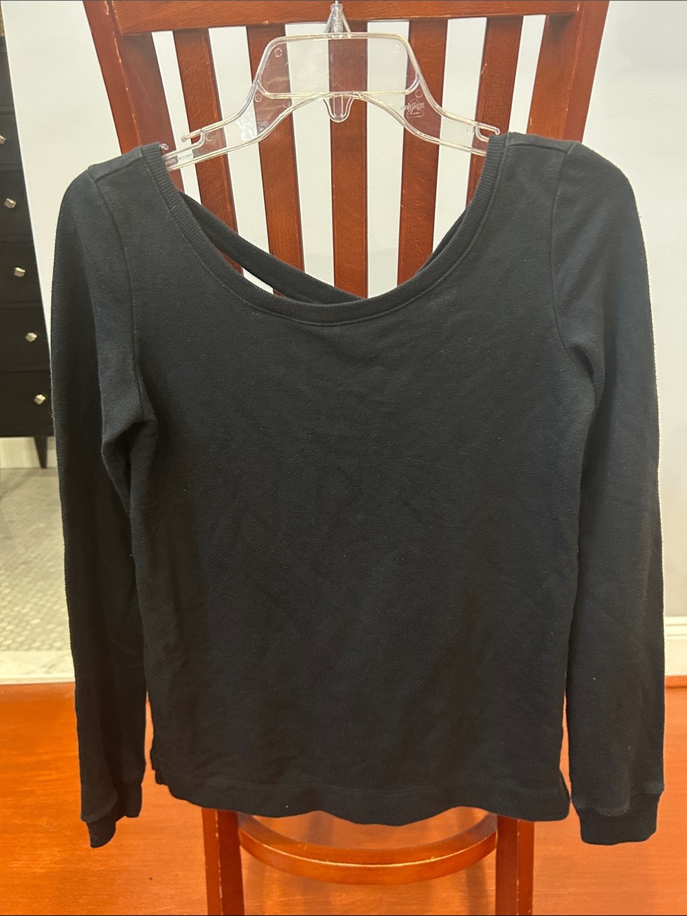 aerie Black Long-Sleeve Tee with Asymmetric Strap Detail